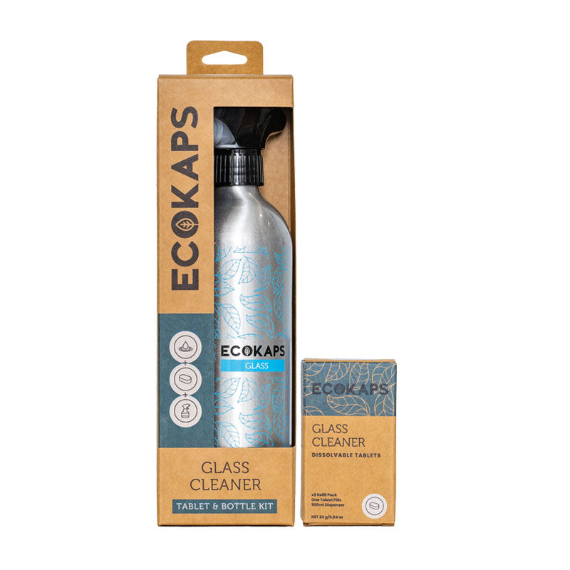 Glass Cleaner Kit + 1 Tablet Box, dissolvable tablets, ECOKAPS NZ