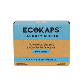 EOCKAPS Enzyme Laundry Detergent Sheets 5-8 kg loads 60 washes, front of box