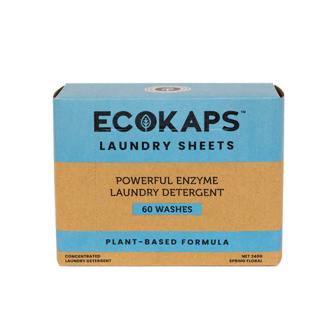 EOCKAPS Enzyme Laundry Detergent Sheets 5-8 kg loads 60 washes, front of box