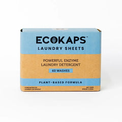 Enzyme Laundry Detergent Sheets 5 8 kg load Ecokaps Dissolvable Cleaning Handsoap Sheets New Zealand, front of box