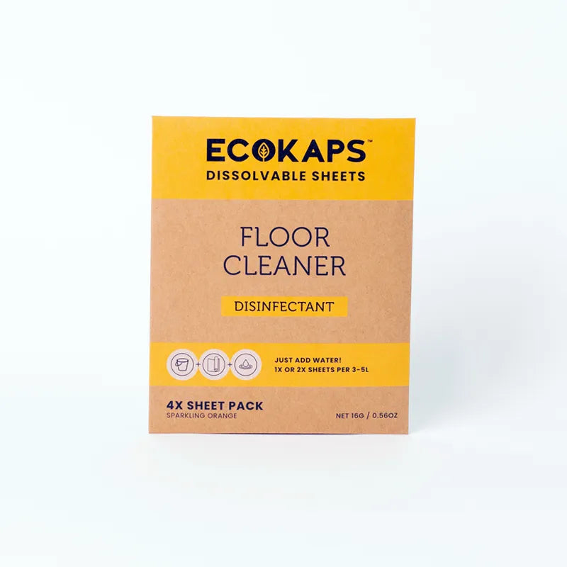 ECOKAPS Dissolvable Sheets Floor Cleaner envelope on a white background