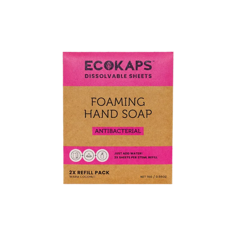 ECOKAPS Foaming Hand Soap sheets envelope on a clear background