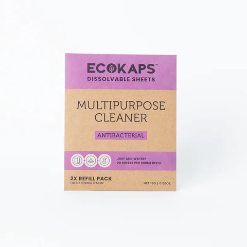 ECOKAPS multipurpose cleaner dissolvable sheets refill envelope on a white background