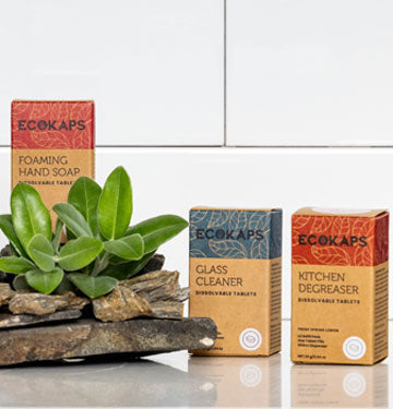 ECOKAPS, cleaning tablets, kitchen degreaser, bathroom cleaner, multiplepurpose cleaner, glass cleaner, New Zealand